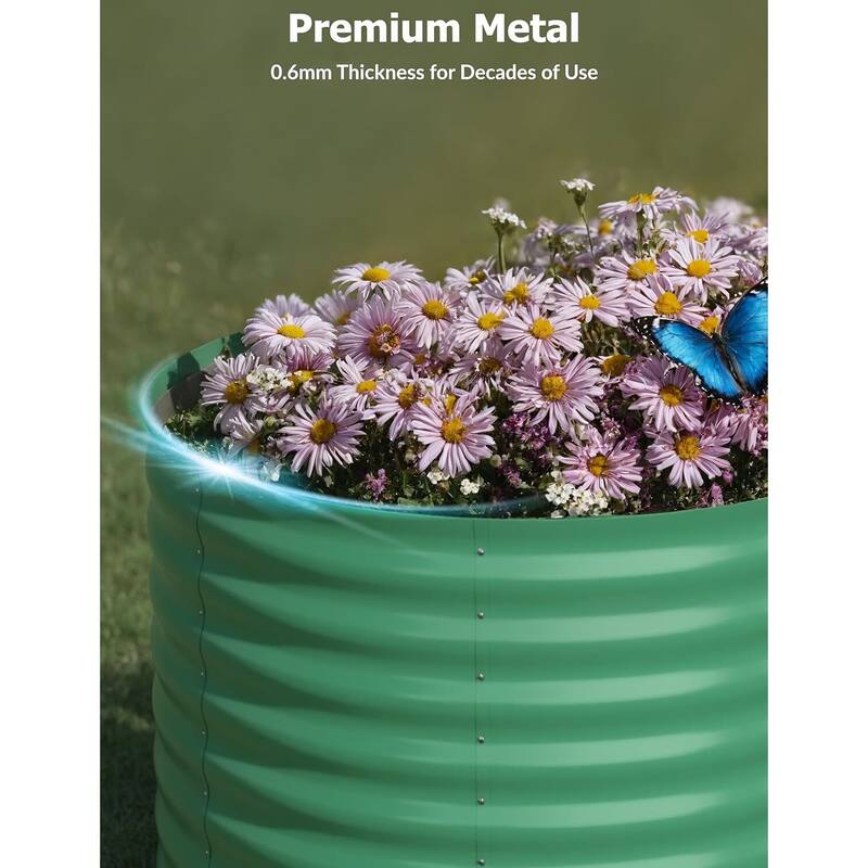 Oval Raised Garden Bed - 0.6mm Resistant Galvanized Steel Planter Box with Tool-Free Assembly,2 PCS