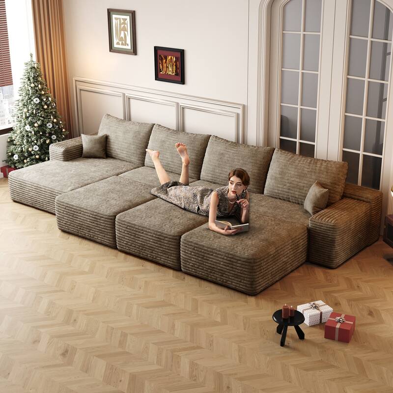 135" 6-Seater Modular Cloud Sofa Bed, Apartment Sectional, Easy Setup