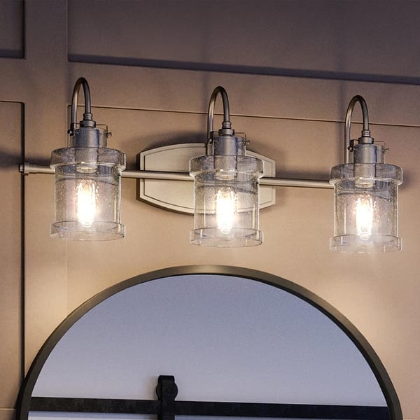 slide 1 of 7, Luxury Modern Farmhouse Bath Fixture, 9.75"H x 24"W, with Vintage Style, Brushed Nickel, by Urban Ambiance