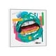 preview thumbnail 8 of 13, iCanvas "Lips Open Teal" by NUWARHOL Framed White - 12x12