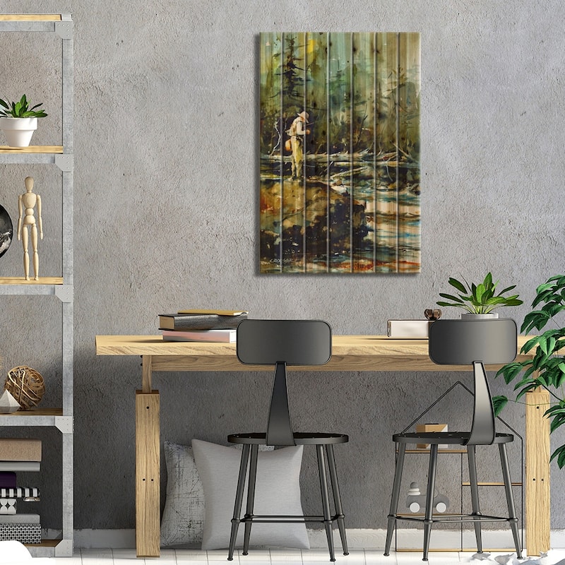 Fishing in the Wild II Print On Wood by Dean Crouser - Multi-Color