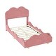 preview thumbnail 8 of 7, Pink Twin SizeVelvet / Upholstered Platform Bed with Cloud-Shaped Headboard