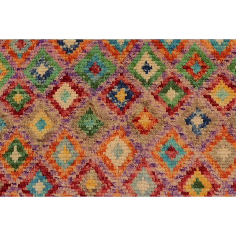 Shabby Chic Balochi Marsh Purple/Rust Hand Knotted Wool Rug - 3'5'' x 4'11''