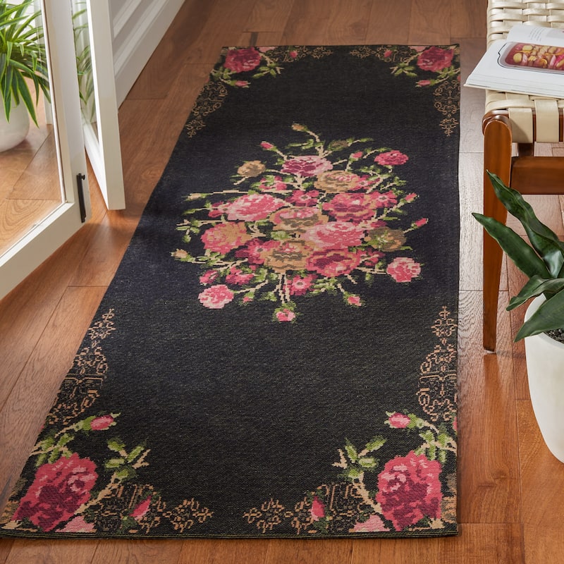 SAFAVIEH Classic Vintage Boho Edona Oriental Cotton Rug - 2'3" x 12' Runner - Green/Red