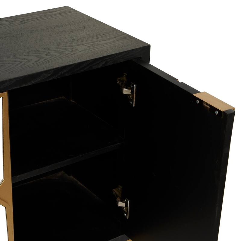 Gold Wooden 3 Door Room Cabinet or 3 Drawer Chest with Mirrored Front