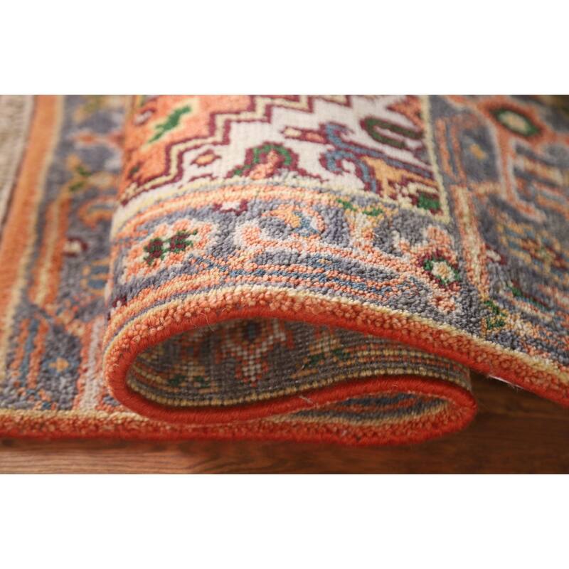 Hand Knotted Oriental 100% Wool Carpet Traditional Medallion Oranges & Rust Heriz (serapi) Area Rug - 3' 0'' X 2' 0''