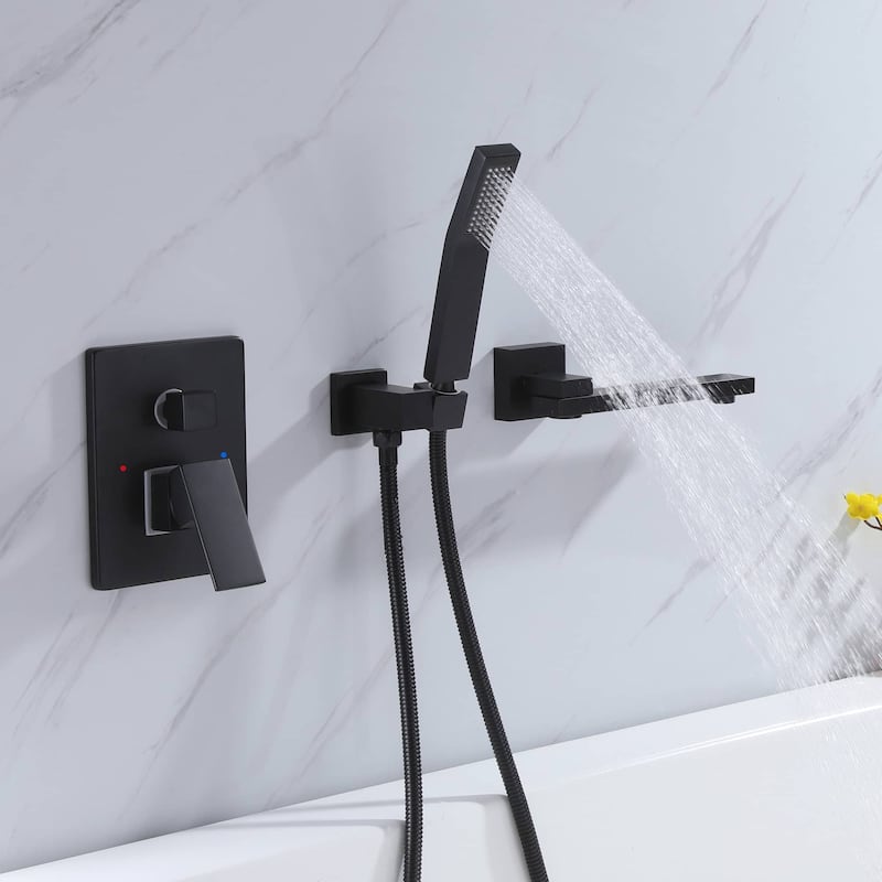 Wall Mounted Tub Faucets With Hand Shower Single Handle Bathtub Faucets Modern Bathroom Tub Fillers With Valve