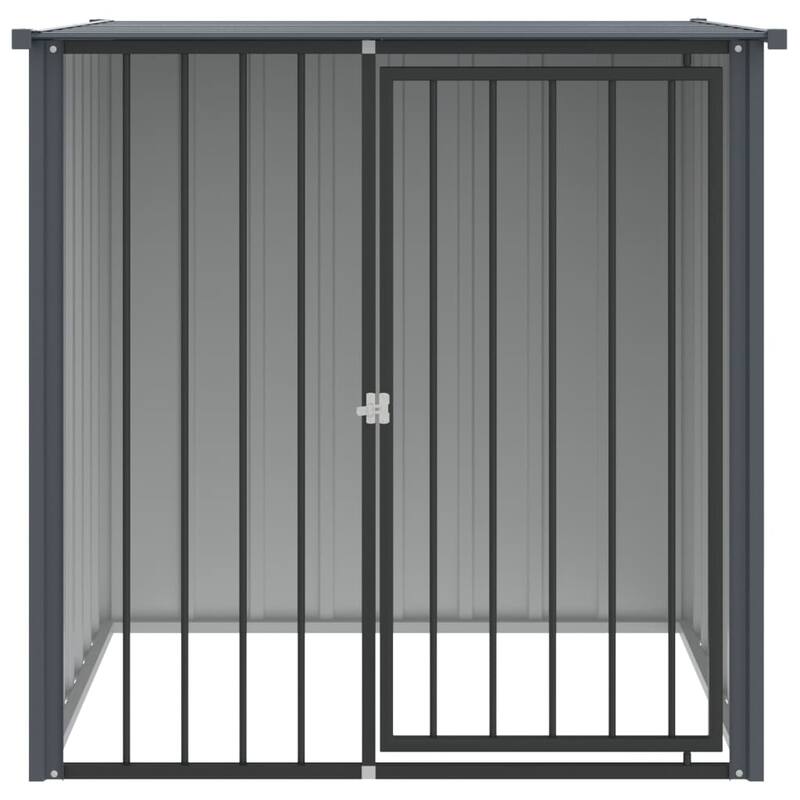 vidaXL Dog House Black Galvanized Steel Large Durable Dog House