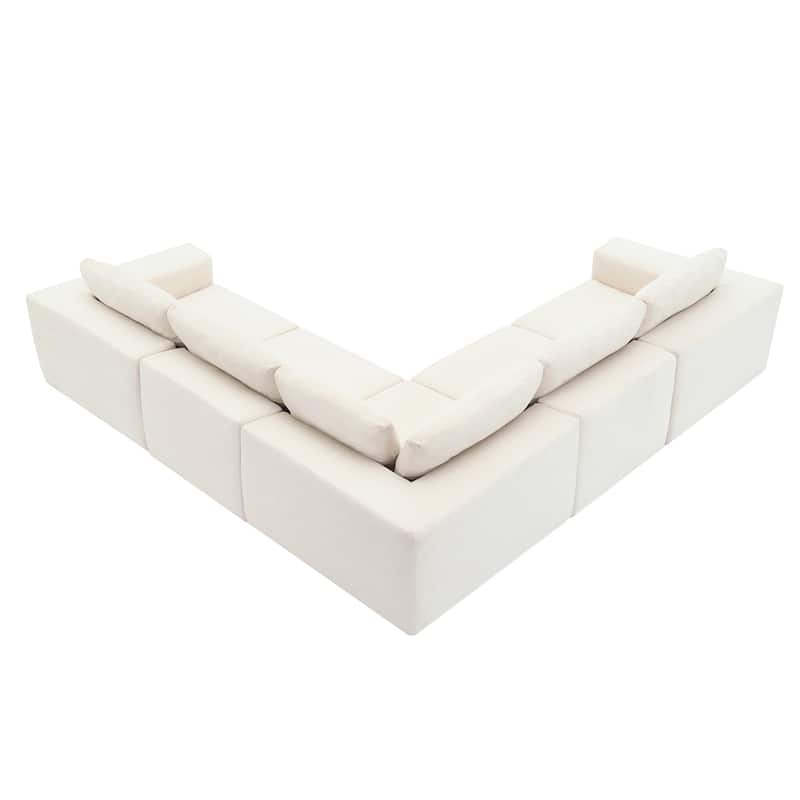 116" Modular L-Shaped 5-Seater Sofa with Terrycloth Upholstery