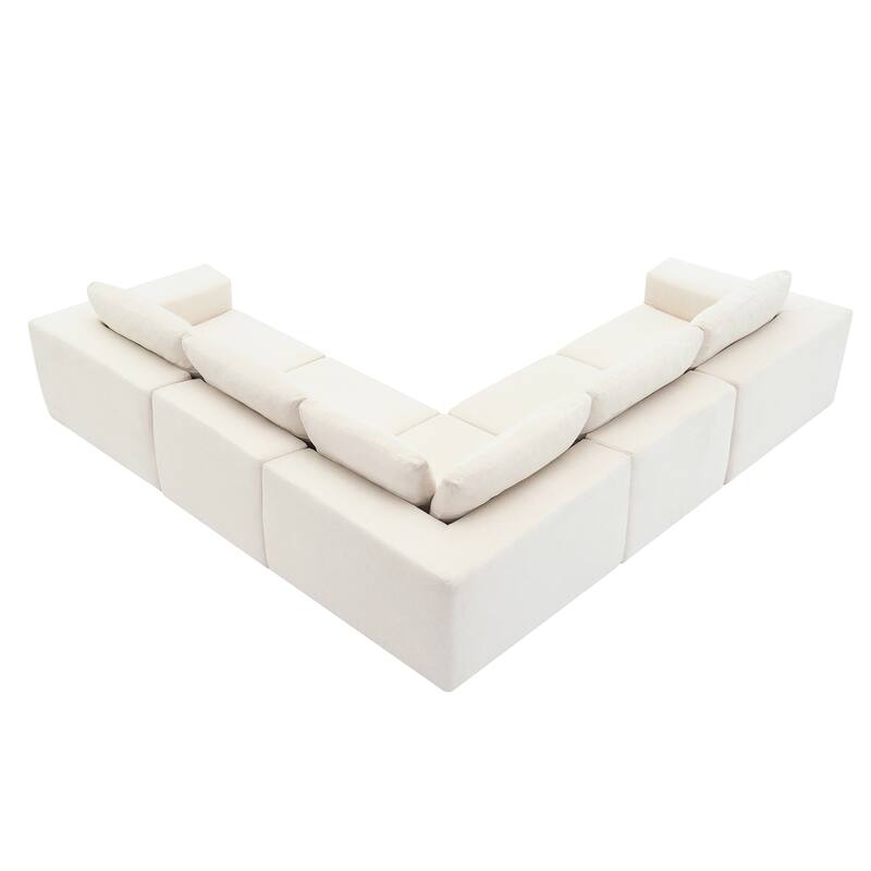 147" Fabric Modular Sectional Sofa with No Assembly, Wide Seats & Cloud Comfort