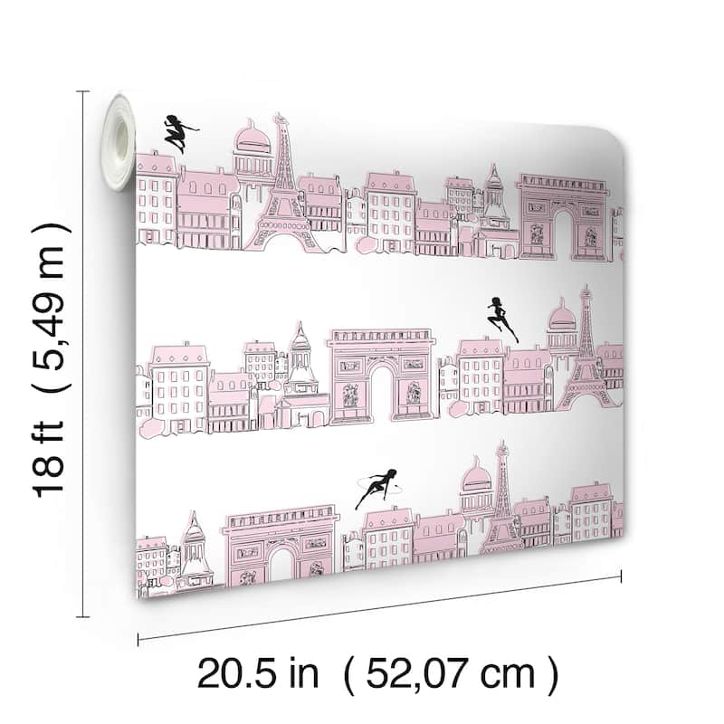 RoomMates Miraculous Ladybug Charming Paris Pink Peel and Stick Wallpaper