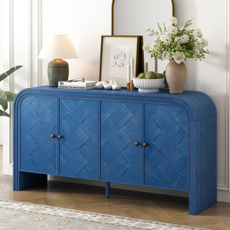 60 In Large Storage Sideboard with Solid Wood Veneer