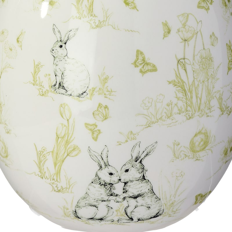 8"Dolomite Bunny Toile Egg