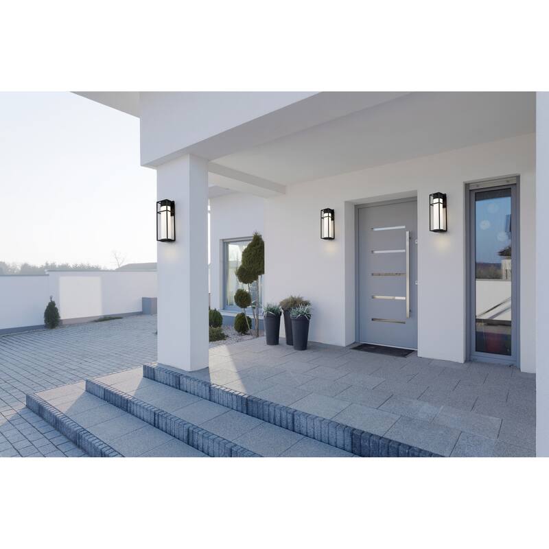 Ledges 6W LED Medium Wall Lantern Matte Black with White Opal Glass