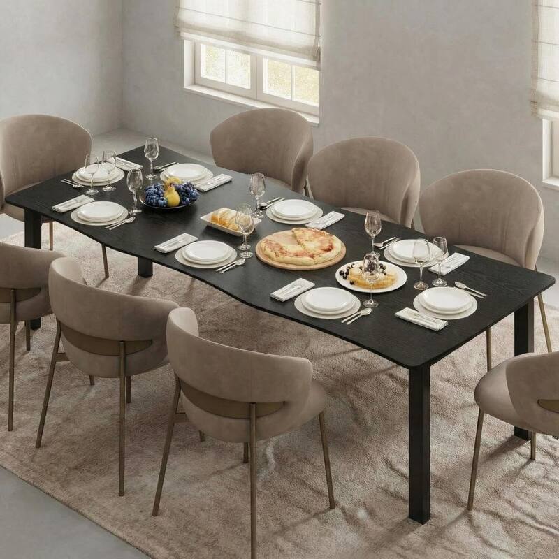 78.7 Inch Kitchen Dining Table Set for 6-8 for Dining Room, Kitchen, or Office (Only Table) - Black