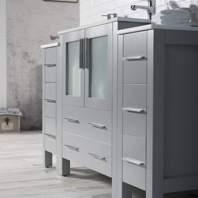 Blossom 54" Solid Wood Bathroom Vanity with Ceramic Sink & Storage