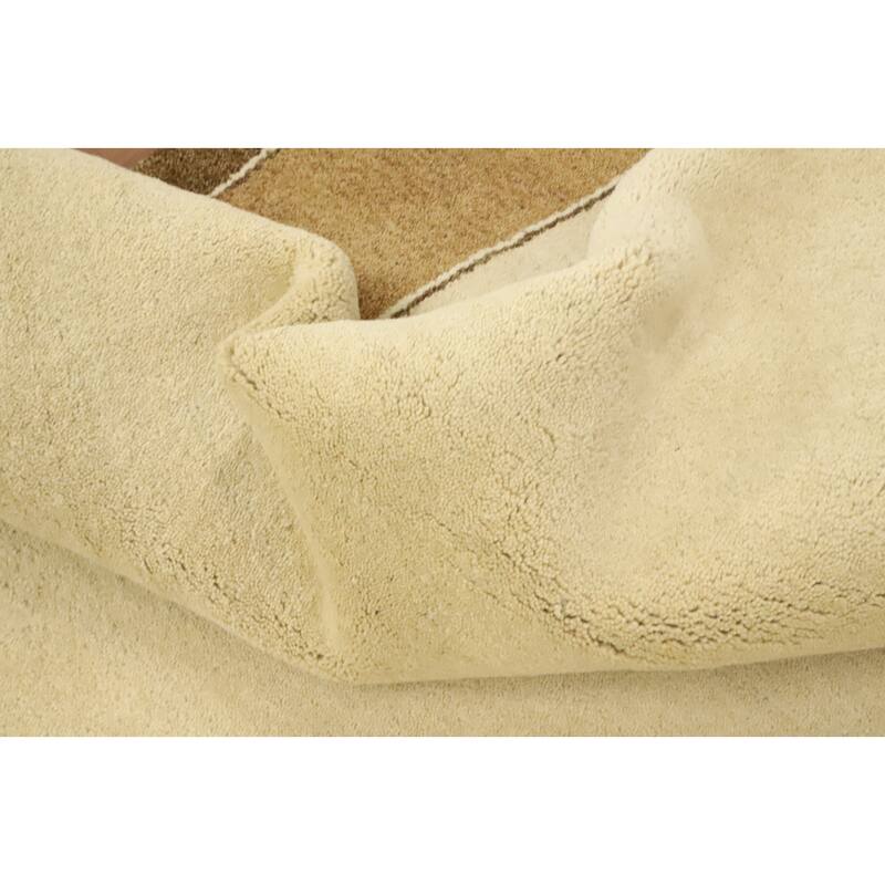 Hand Knotted Oriental 100% Wool Carpet Modern Geometric Beige & Ivories Gabbeh Area Rug - 11' 6'' X 8' 3''