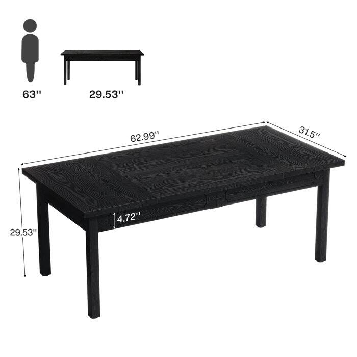 Wood/ Metal Rectangular Conference Table for Home Office - N/A