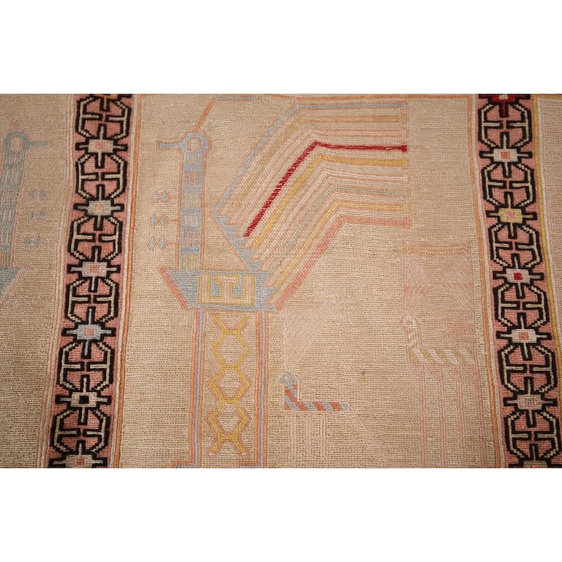 Handmade Oriental Tribal Sumak Persian Silk Area Rug - 6'4"x 9'10"
