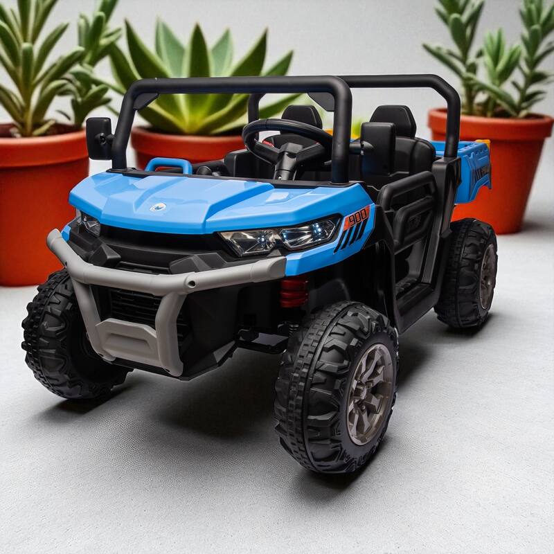 24V Two-Seater Ride-On Dump Truck with Remote Control, 2x200W Motor, Dump Bed/Shovel, Bluetooth, MP3 for Kids 3-8 - Blue