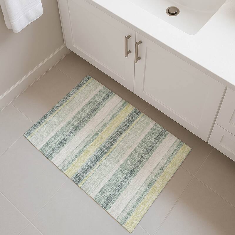 Premium Washable Super Soft Vintage Stripe Mayfield Rug - Seafoam - 1'8" x 2'6"