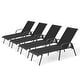 preview thumbnail 63 of 62, Set of 4 Lounge Chairs Outdoor Chaise Lounge with Arms and Adjustable Back