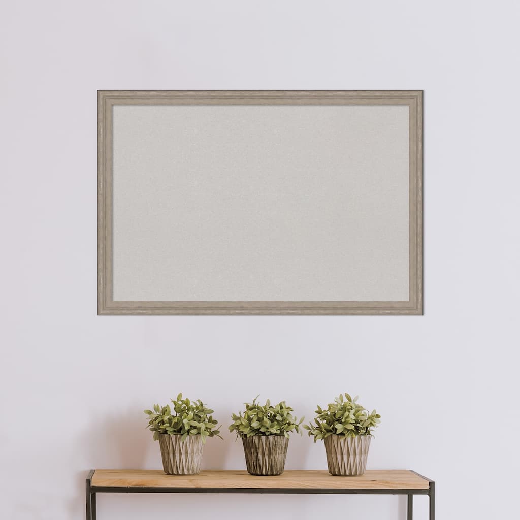 Craftsman White Wood Framed Grey Corkboard Bulletin Board - Board Size 28x20