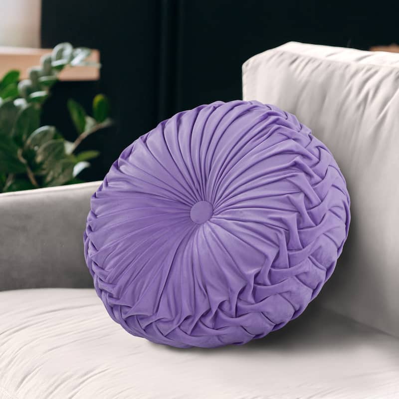 Gianny 18" Round Pleated Pillow Lilac