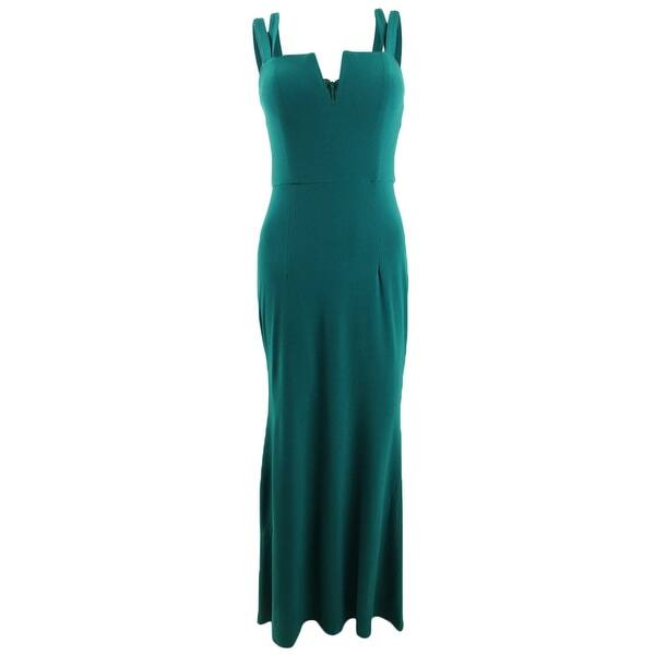 xscape emerald green dress Xscape Ruched A-Line Gown - Black main image 0