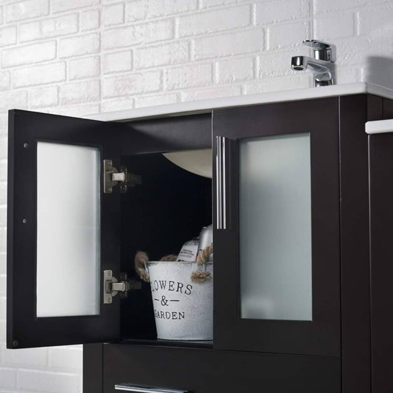 Blossom 36" Solid Wood Bathroom Vanity w/ Ceramic Sink & Side Cabinet