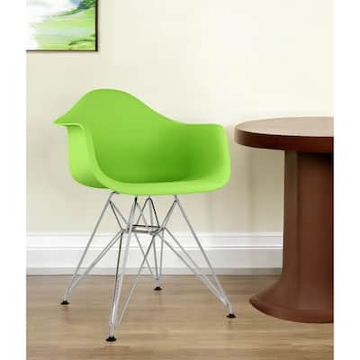 Green And Silver Heavy Duty Plastic Dining Arm Chair
