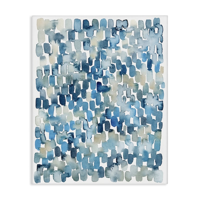 Stupell Coastal Tile Abstract Soft Blue Beige Shapes Canvas Wall Art - 30 x 40