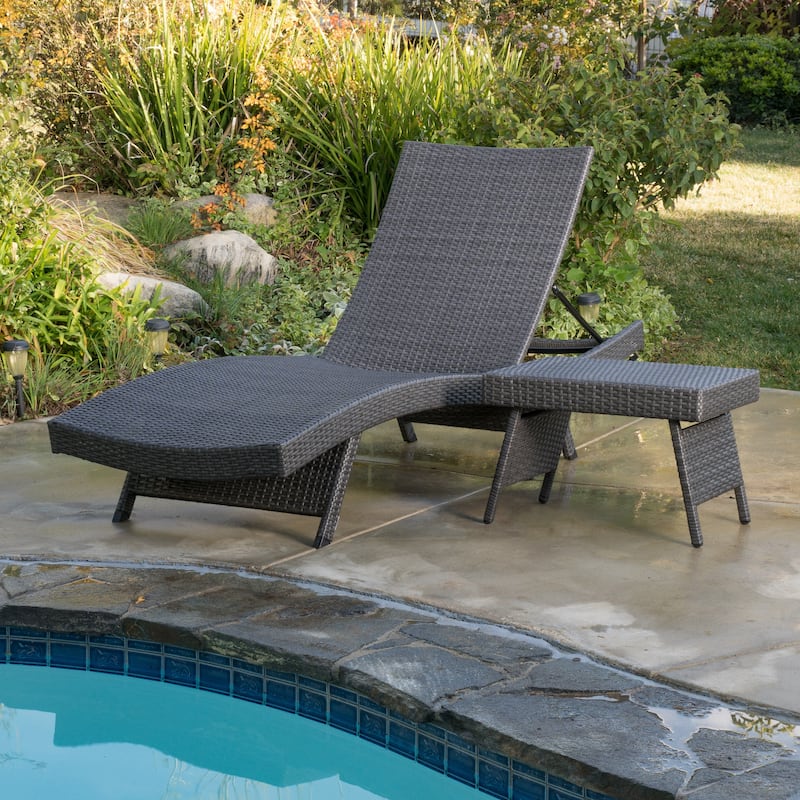 Toscana Outdoor 2-piece Wicker Adjustable Chaise Lounge Set by Christopher Knight Home - gray