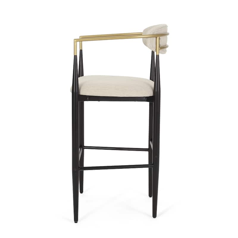 Roomfitters Upholstered Barstool Set of 2, Counter Height Seating with Backs and Iron Legs