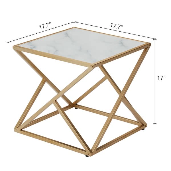 Kinbor Modern End Table, Square Wood Side Table w/ Metal Frame, Sofa