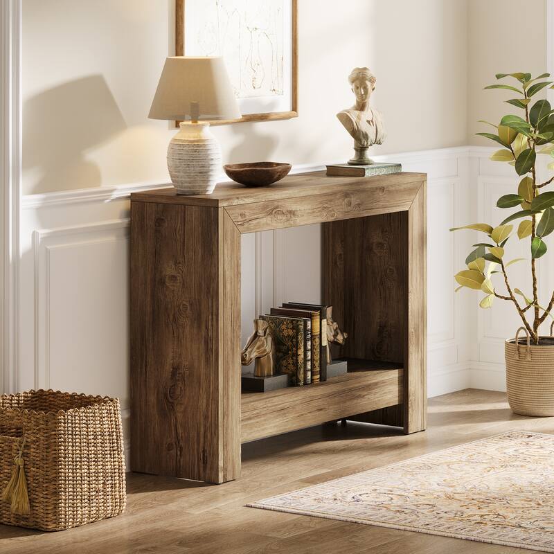 41'' Industrial Dual-Tone Console Sofa Table with Storage for Entryway