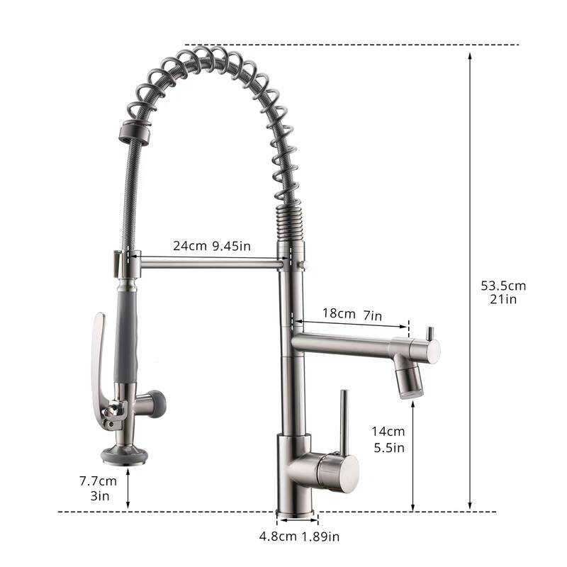 LED Commercial Pull Down Kitchen Sink Faucet With Sprayer Brushed Nickel Kitchen Faucets Single Hole High Arc Mixer Faucets