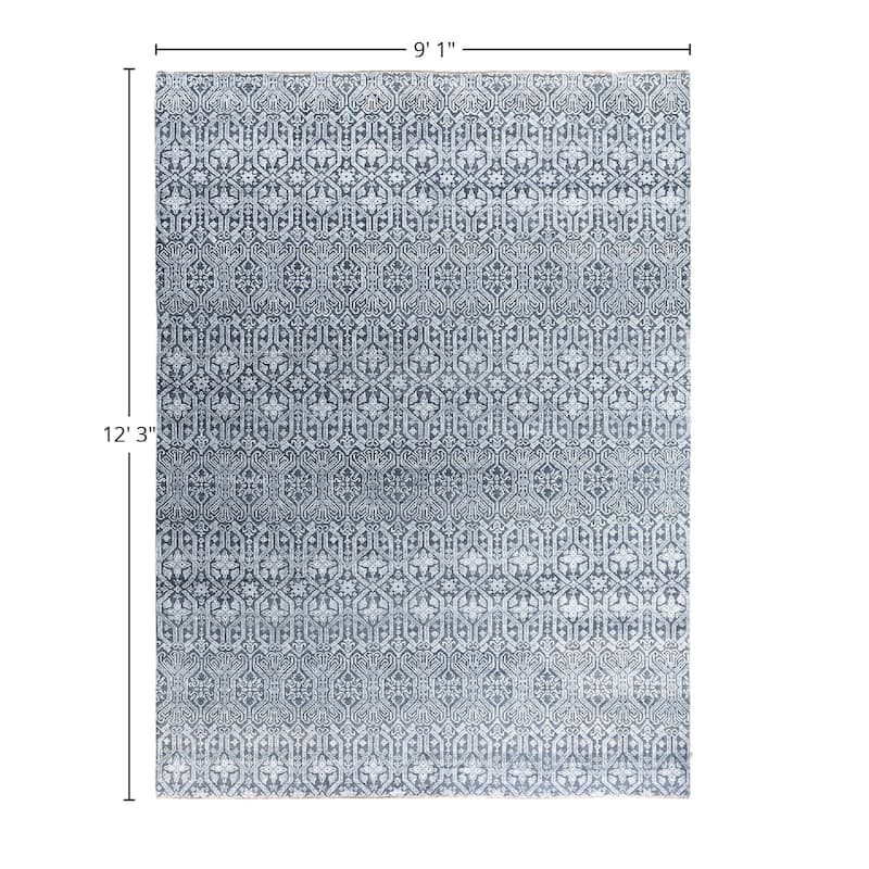 Ikat One-of-a-Kind Hand-Knotted Area Rug, Blue - 9' 1" x 12' 3"