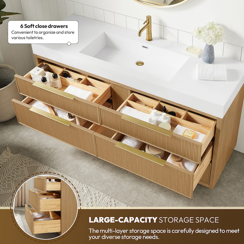 Hohhot Bath Vanity with Integrated Stone Sink Top without Mirror