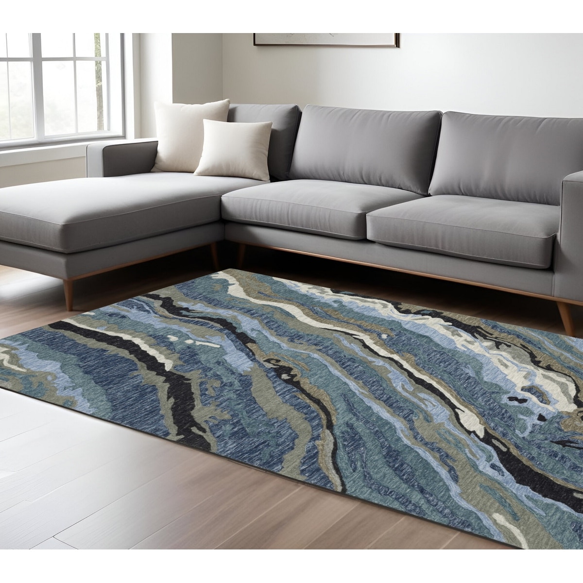 HomeRoots Rahi Abstract Modern Rectangle Area Rug