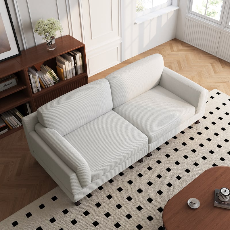 90" Oversized Corduroy Living Room Sofa With Reversible Cushions