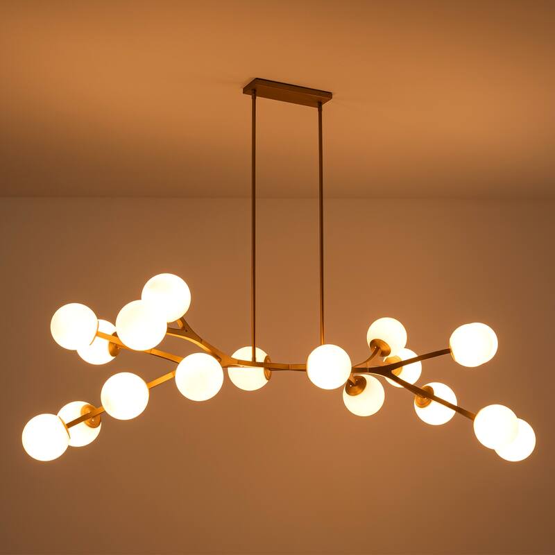18 - Light Modern Dimmable Bubble Sputnik Linear Globe Chandelier - W68.11"