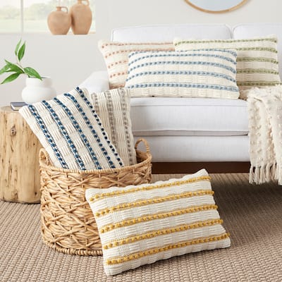 Mina Victory Life Styles Woven Lines And Dots Textured Throw Pillow