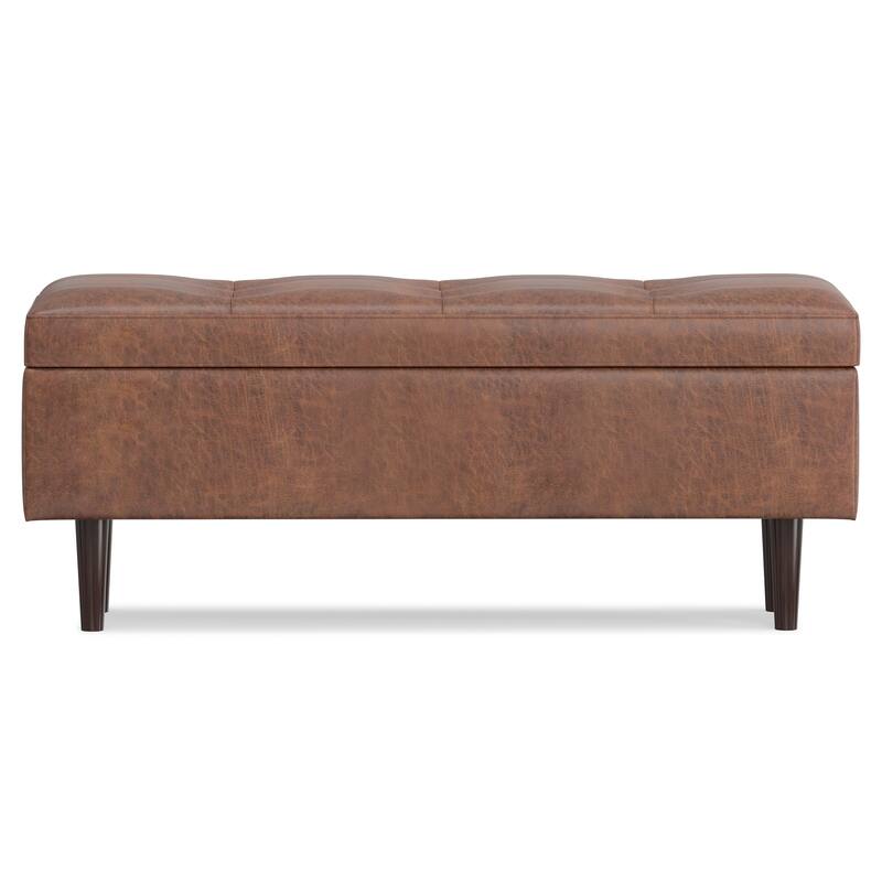 WYNDENHALL Blanchette 48 inch Wide Mid Century Modern Rectangle Storage Ottoman