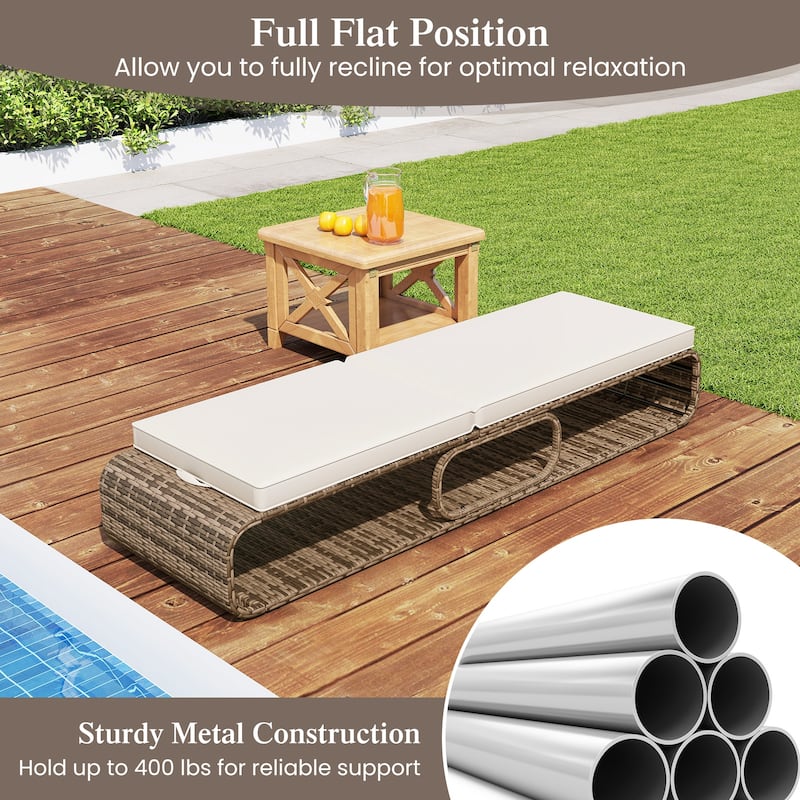 Gymax 2PCS Outdoor Chaise Lounge Chair w/ Adjustable Backrest Cushion