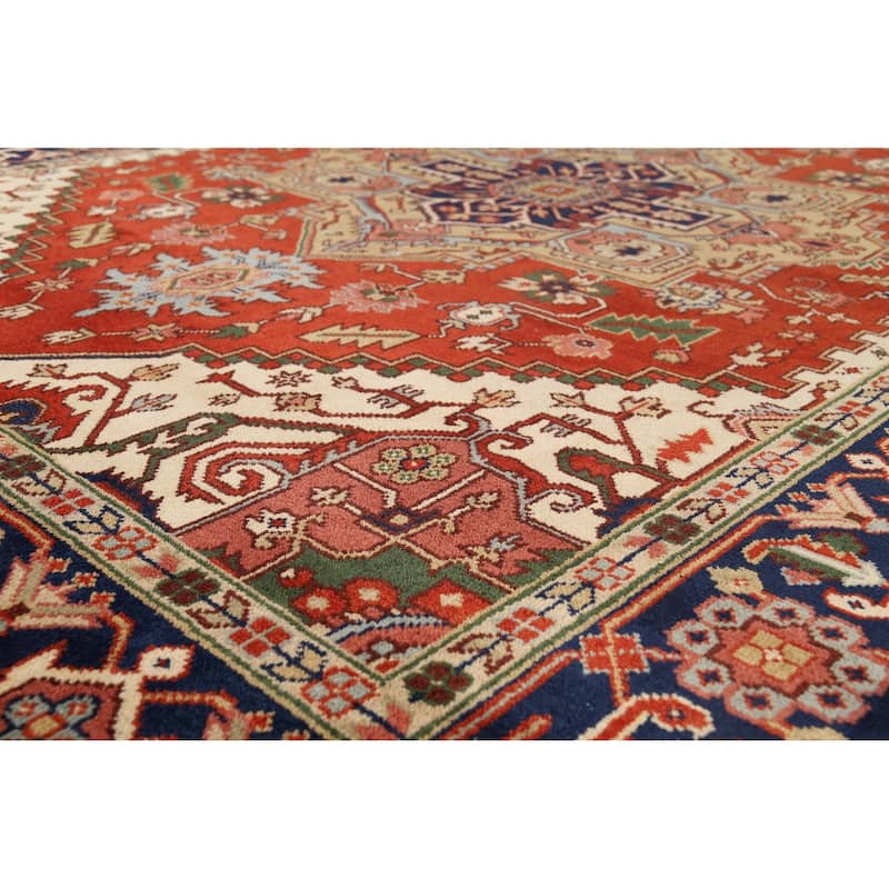 Orange Heriz Serapi Indian Area Rug Handmade Wool Carpet - 9'0"x 11'9"
