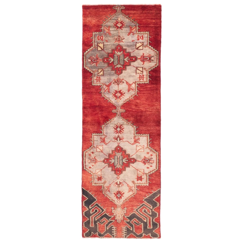 ECARPETGALLERY Hand-knotted Melis Vintage Red Wool Rug - 2'8 x 8'0