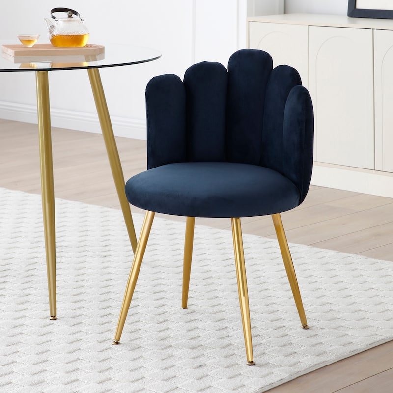 Modern Velvet Dining Chairs Set of 2,Upholstered Woven Dining Chair with Golden Metal Legs,for Dining Room