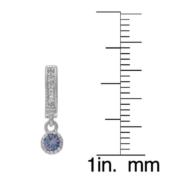 Victoria Townsend .925 Sterling Silver and Genuine Tanzanite Gemstone Drop Hoop Earring