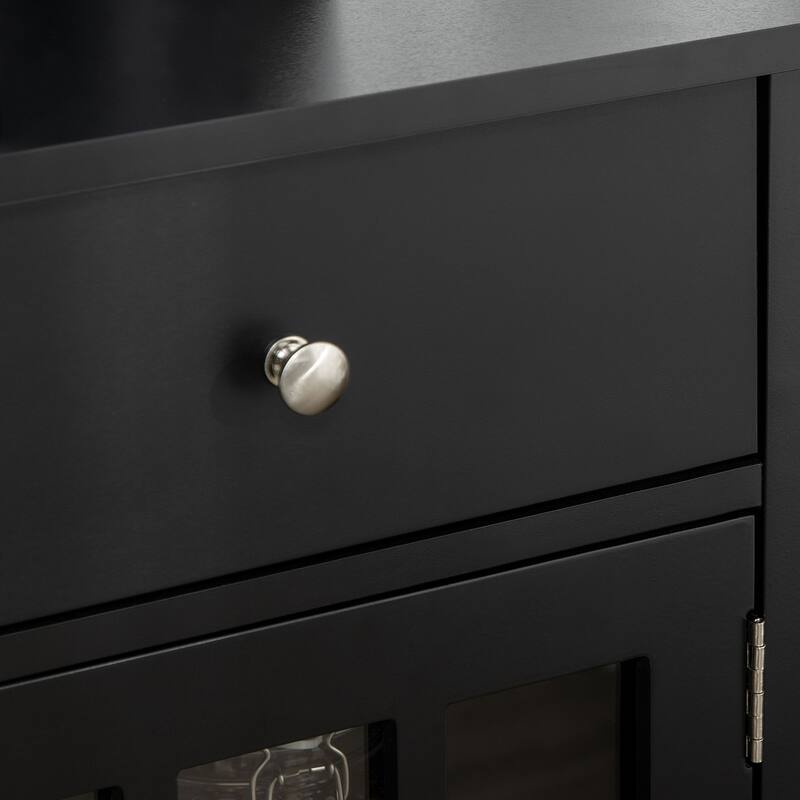 Glass Doors Sideboard Buffet with Adjustable Shelf and 2 Drawers